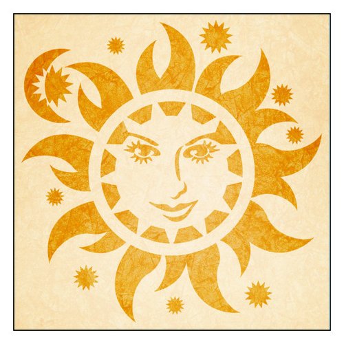 Tupfschablone Motiv Sonne, Mond und Sterne